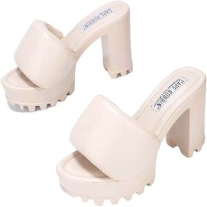 Platform puffer mule block heels size 7